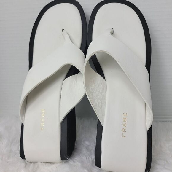 Frame Le Ocean Womens Sandals Size 7 Modern Chunky Wedge Platform Thong Shoes - Picture 8 of 10